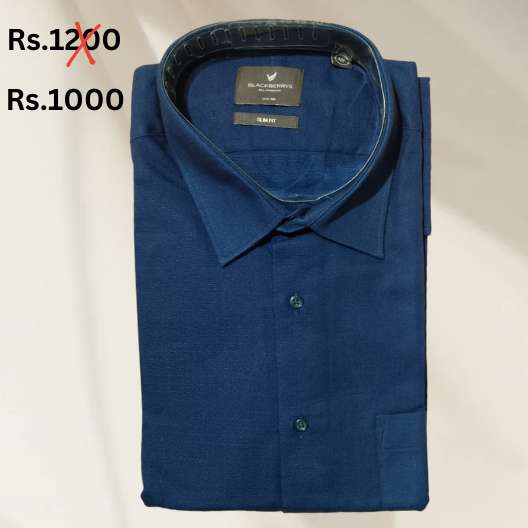 Blue Cotton Casual Shirt For Men